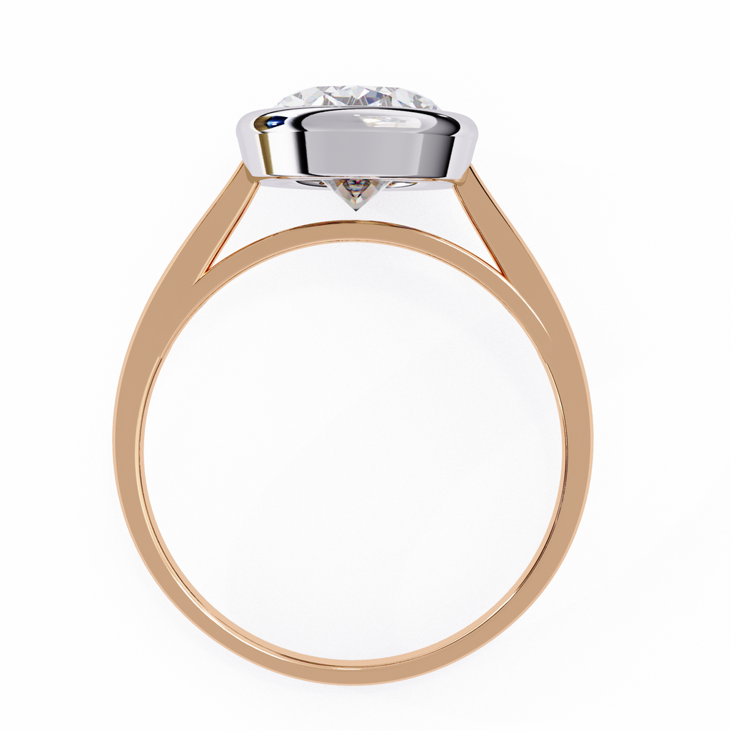 Rose Gold Oval Cut Diamond Solitaire Ring with Full Bezel Setting