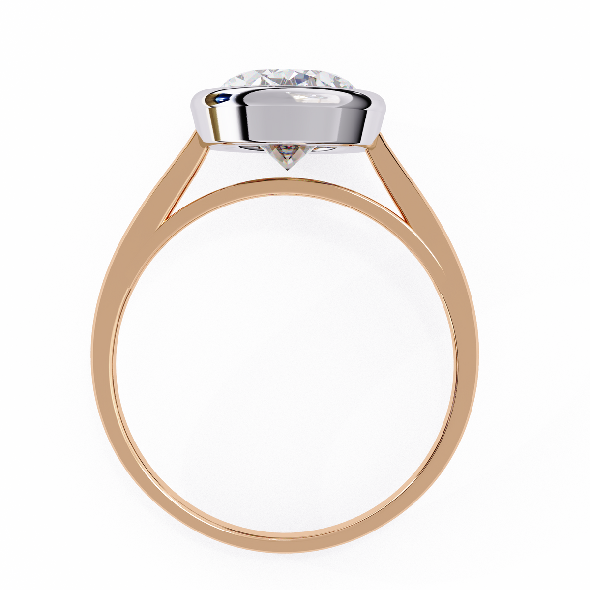 Rose Gold Oval Cut Diamond Solitaire Ring with Full Bezel Setting