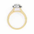 Yellow Gold Oval Cut Diamond Halo Ring with Split Pavé Shoulders