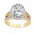Yellow Gold Oval Cut Diamond Halo Ring with Split Pavé Shoulders
