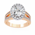 Rose Gold Oval Cut Diamond Halo Ring with Split Shank Pavé Band