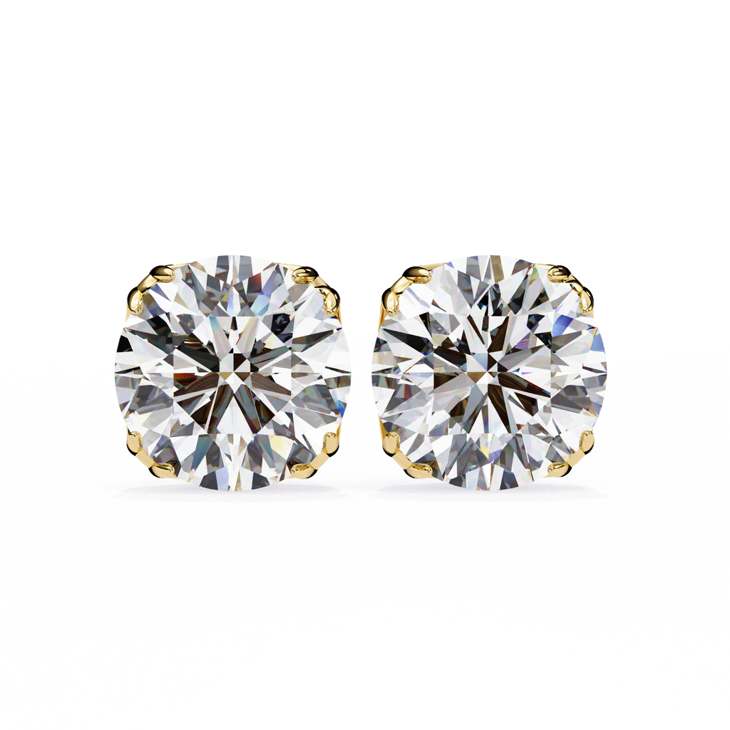Classic 6-Prong Natural Diamond Round Stud Earrings