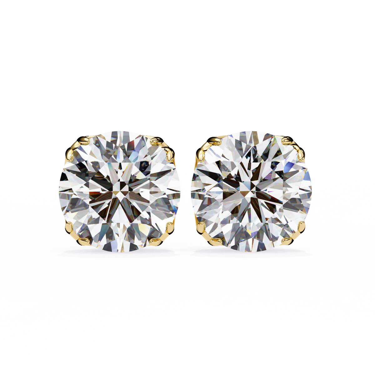Classic 6-Prong Natural Diamond Round Stud Earrings