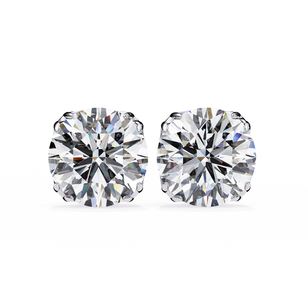 Classic 6-Prong Natural Diamond Round Stud Earrings