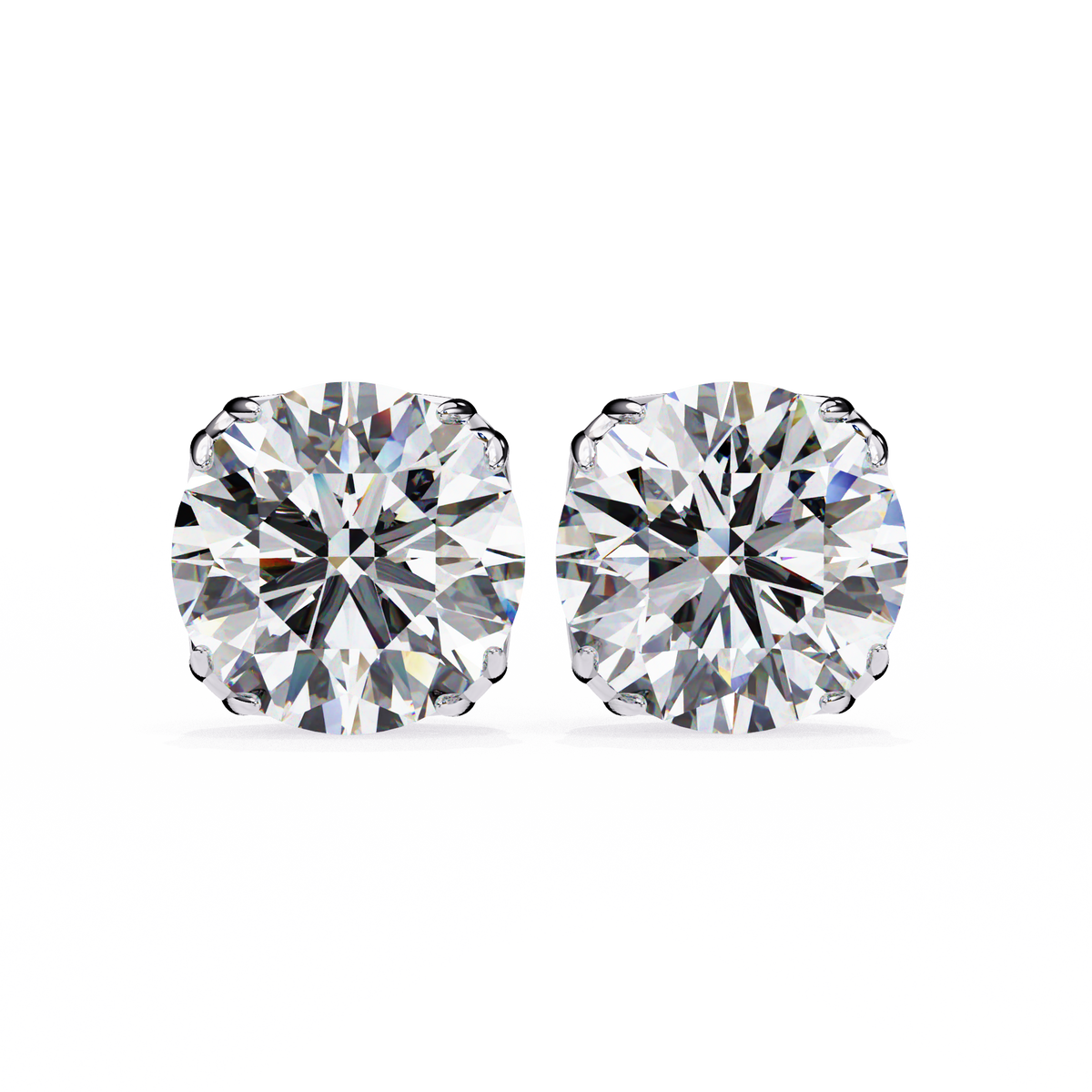 Classic 6-Prong Natural Diamond Round Stud Earrings