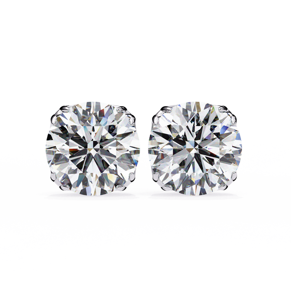 Classic 6-Prong Natural Diamond Round Stud Earrings