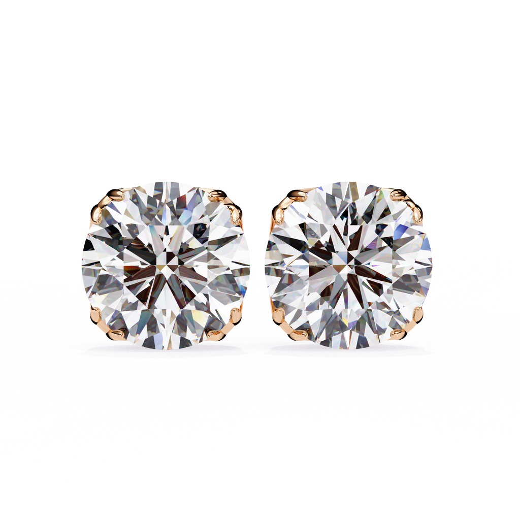Classic 6-Prong Natural Diamond Round Stud Earrings
