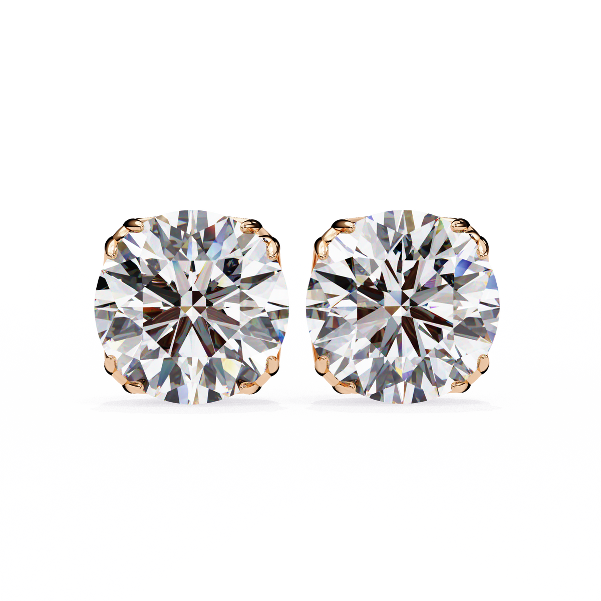 Classic 6-Prong Natural Diamond Round Stud Earrings