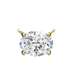 Yellow Gold East-West Oval Diamond Four-Prong Solitaire Pendant