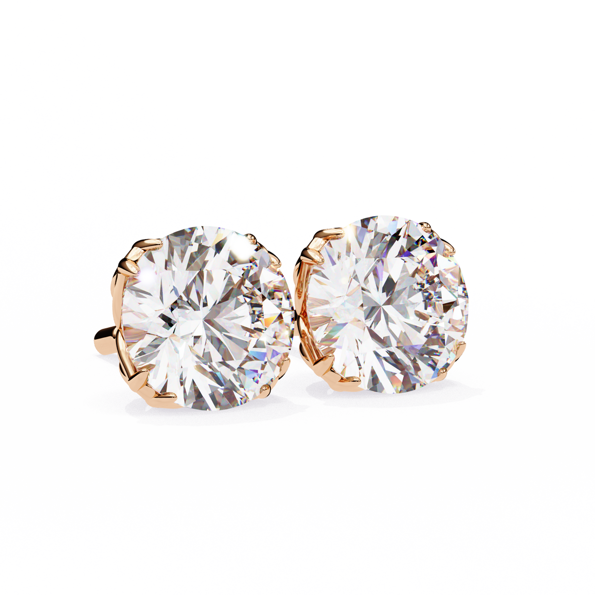 Classic 6-Prong Natural Diamond Round Stud Earrings