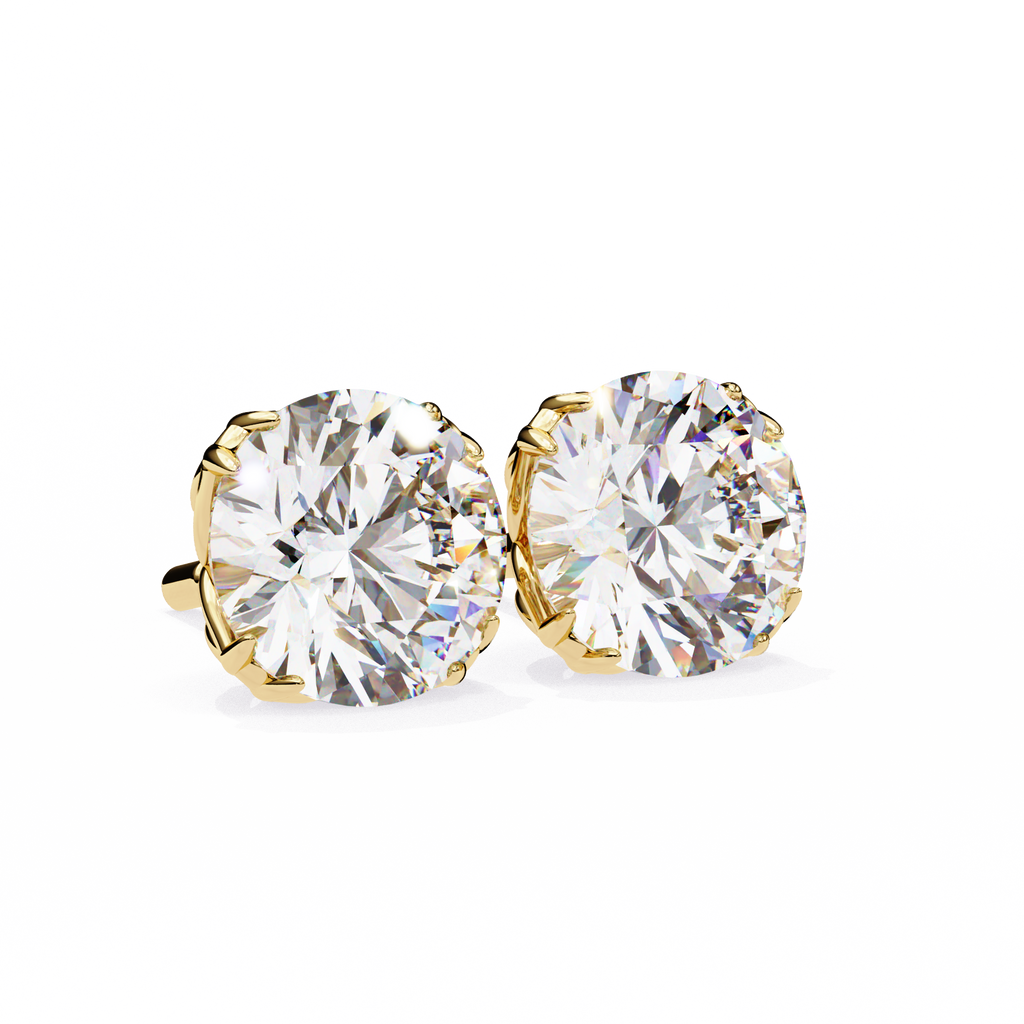 Classic 6-Prong Natural Diamond Round Stud Earrings