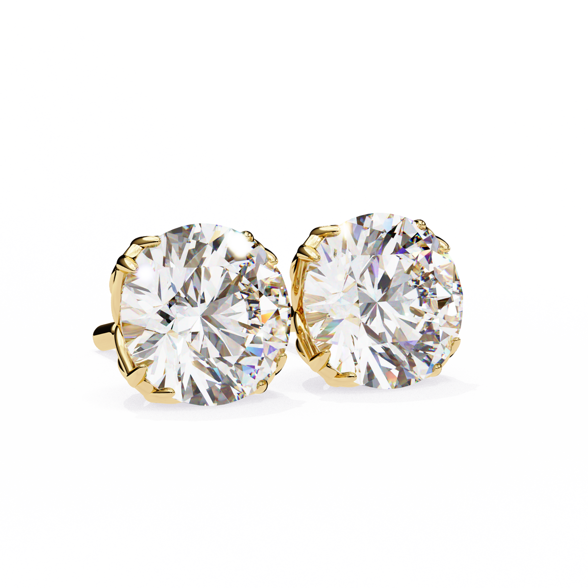 Classic 6-Prong Natural Diamond Round Stud Earrings