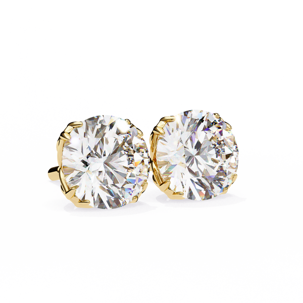 Classic 6-Prong Natural Diamond Round Stud Earrings