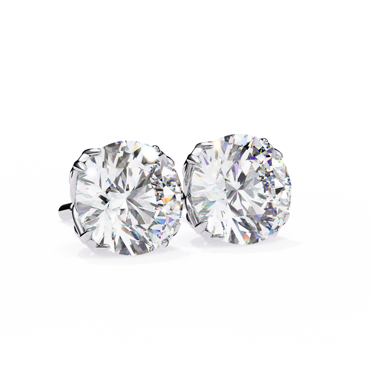 Classic 6-Prong Natural Diamond Round Stud Earrings