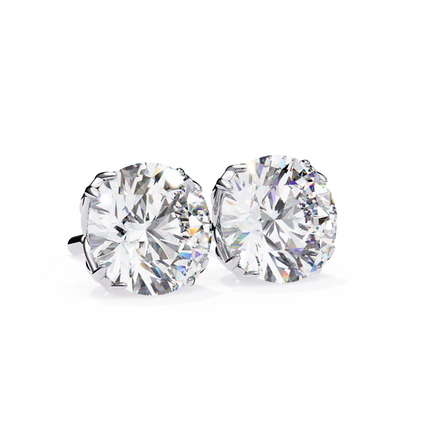 Classic 6-Prong Natural Diamond Round Stud Earrings