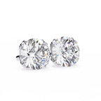 White Gold Split-Claw Round Diamond Solitaire Stud Earrings