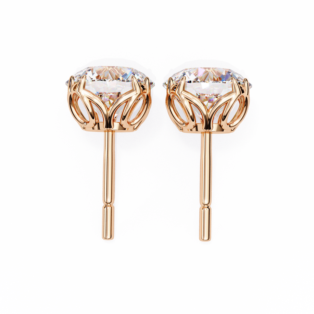 Classic 6-Prong Natural Diamond Round Stud Earrings