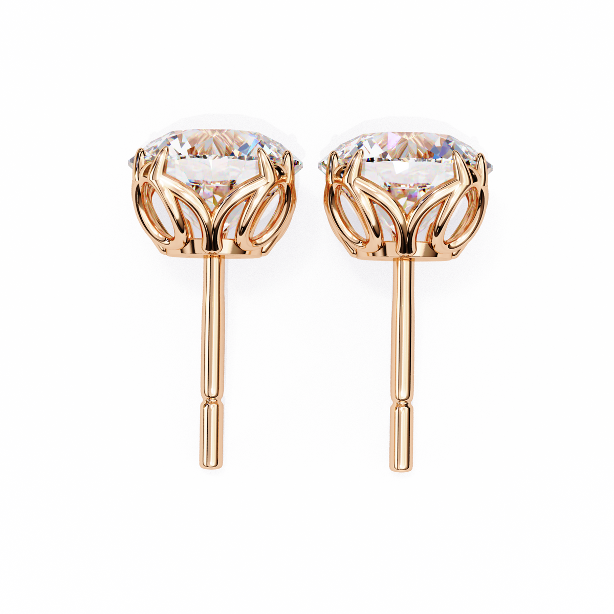 Classic 6-Prong Natural Diamond Round Stud Earrings