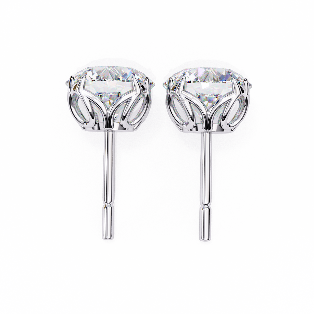 Classic 6-Prong Natural Diamond Round Stud Earrings