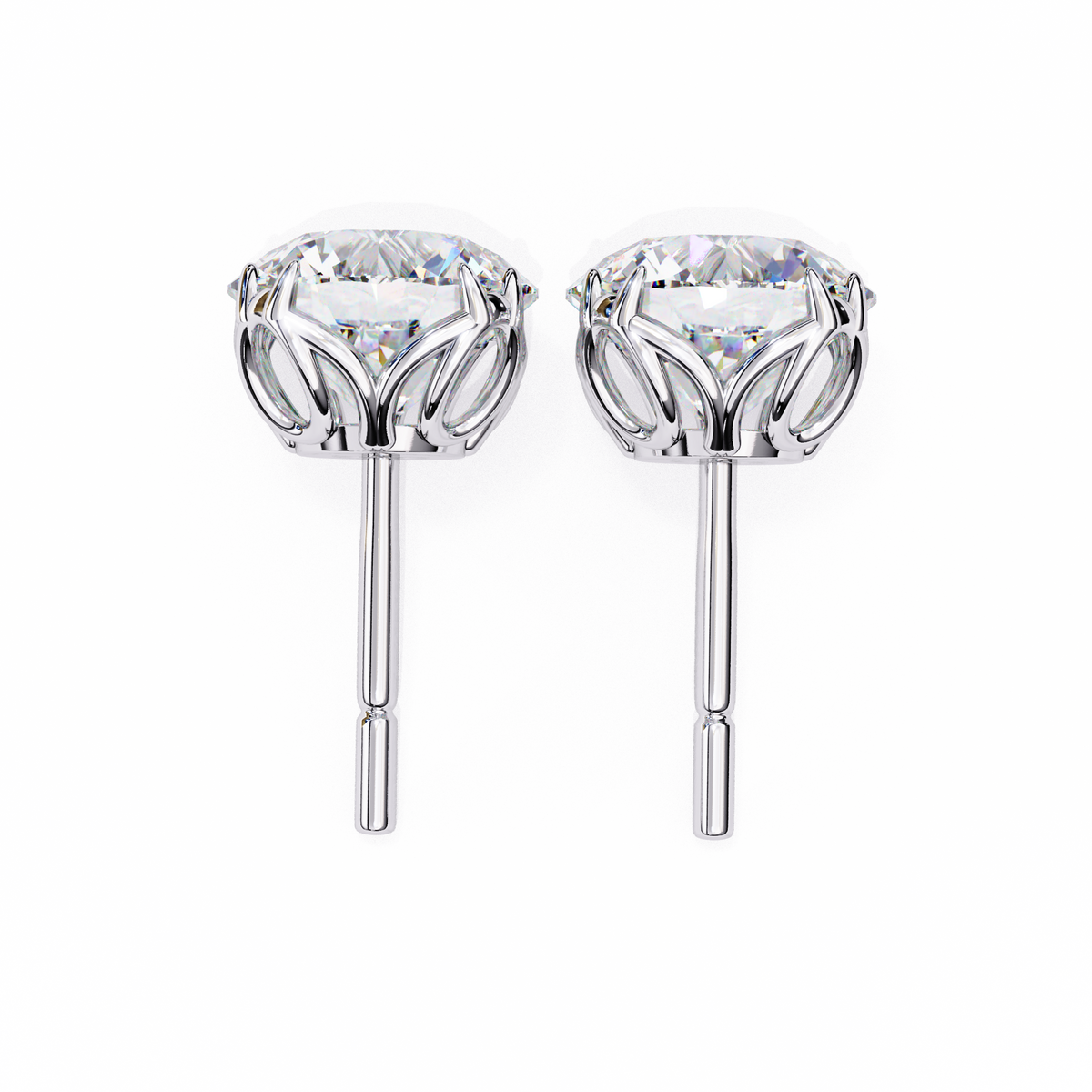 Classic 6-Prong Natural Diamond Round Stud Earrings