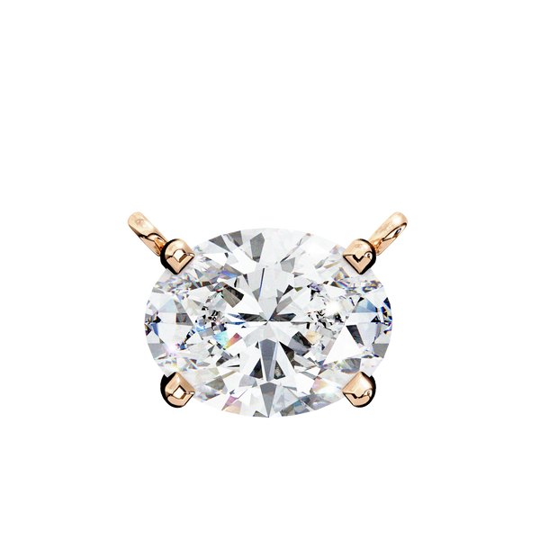 Rose Gold East-West Oval Diamond Four-Prong Solitaire Pendant