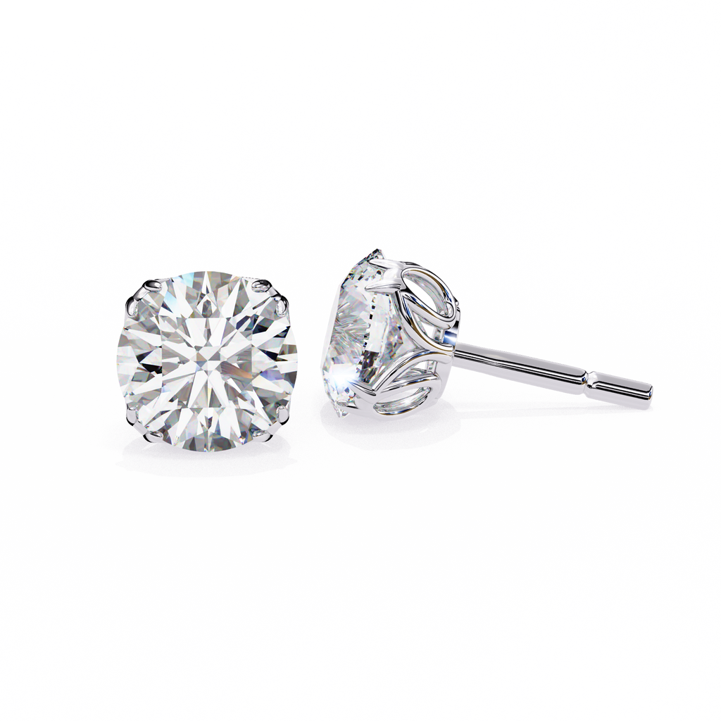 Classic 6-Prong Natural Diamond Round Stud Earrings