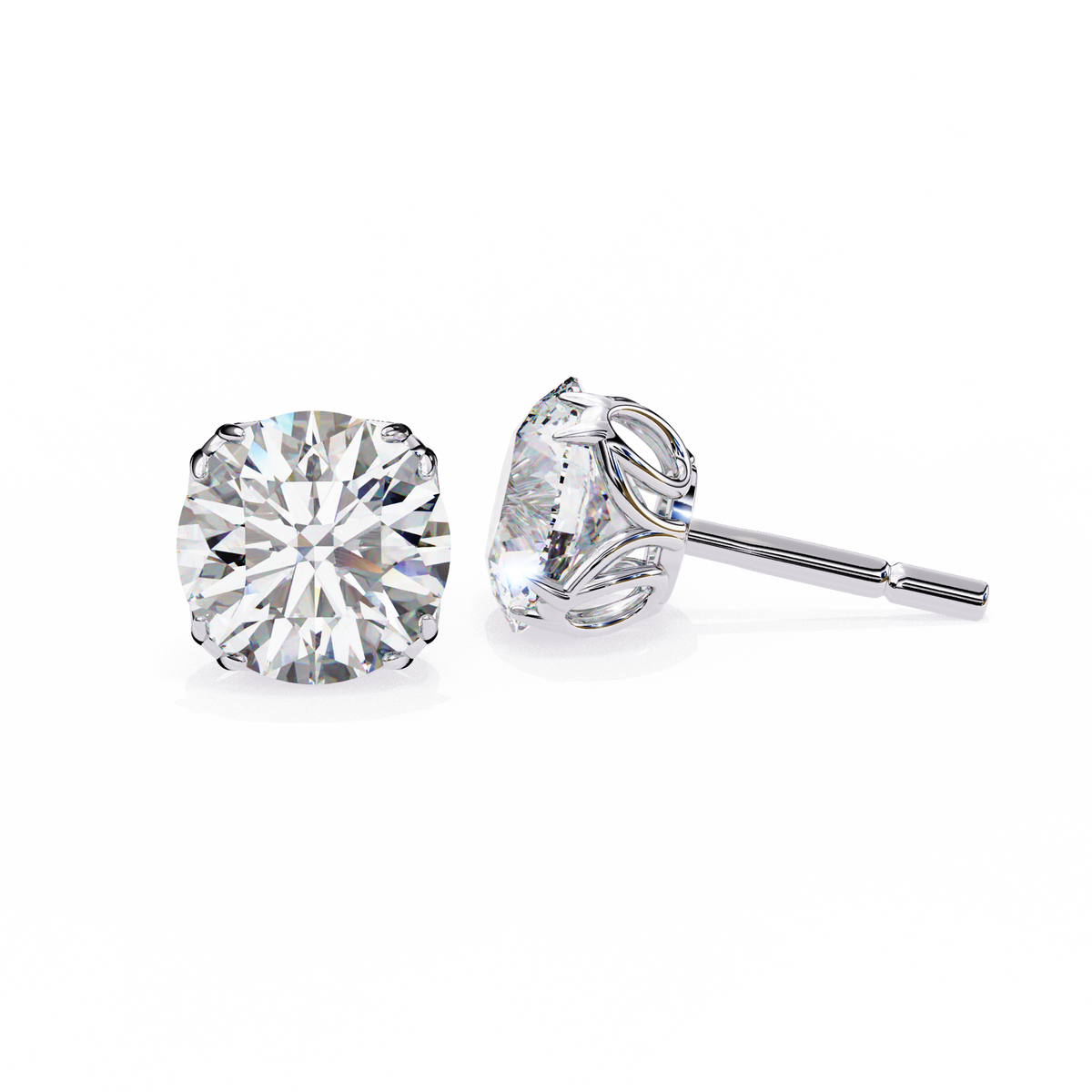 Classic 6-Prong Natural Diamond Round Stud Earrings