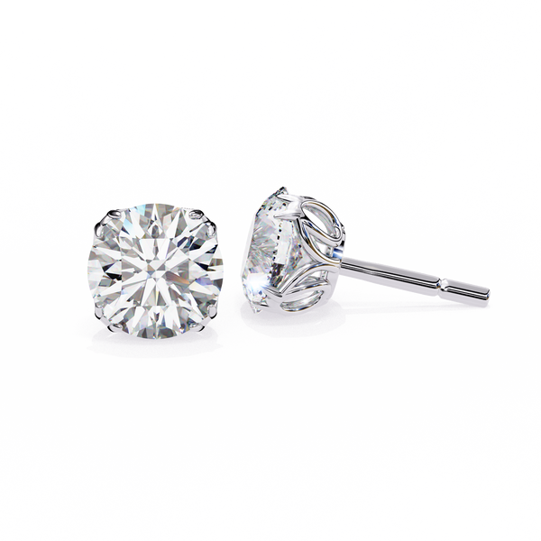 Classic 6-Prong Natural Diamond Round Stud Earrings