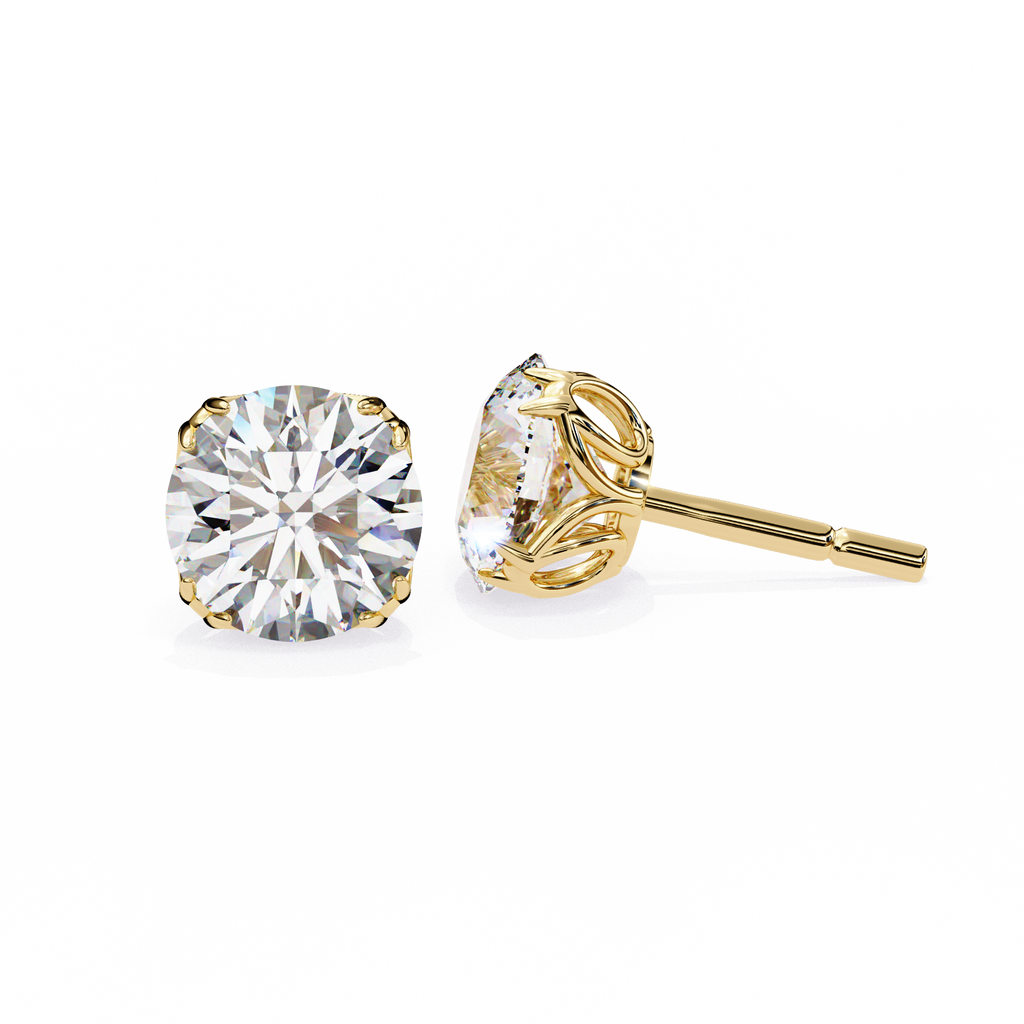 Classic 6-Prong Natural Diamond Round Stud Earrings