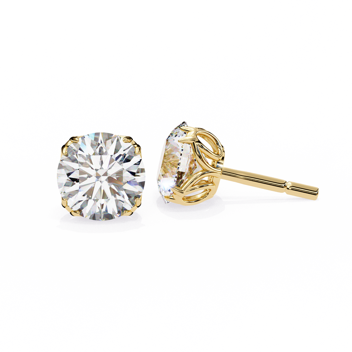 Classic 6-Prong Natural Diamond Round Stud Earrings