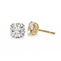 Yellow Gold Round Solitaire Diamond Stud Earrings