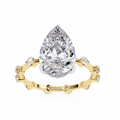 Yellow Gold Pear Cut Diamond Ring with Hidden Halo and Spaced Round Eternity Accents