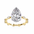 Yellow Gold Pear Cut Diamond Ring with Hidden Halo and Spaced Round Eternity Accents