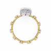 Yellow Gold Pear Cut Diamond Ring with Hidden Halo and Spaced Round Eternity Accents