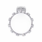 White Gold Pear Cut Diamond Ring with Hidden Halo and Spaced Round Eternity Accents