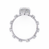 White Gold Pear Cut Diamond Ring with Hidden Halo and Spaced Round Eternity Accents