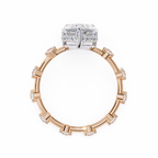 Rose Gold Pear Cut Diamond Ring with Hidden Halo and Spaced Round Eternity Band