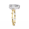 Yellow Gold Pear Cut Diamond Ring with Hidden Halo and Spaced Round Eternity Accents