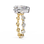 Yellow Gold Pear Cut Diamond Ring with Hidden Halo and Shared-Prong Eternity Accents