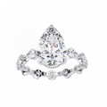 White Gold Pear Cut Diamond Ring with Hidden Halo and Shared-Prong Eternity Accents