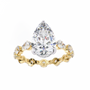 Yellow Gold Pear Cut Diamond Ring with Hidden Halo and Shared-Prong Eternity Accents