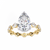 Yellow Gold Pear Cut Diamond Ring with Hidden Halo and Shared-Prong Eternity Accents