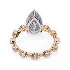 Rose Gold Pear Cut Diamond Ring with Round Eternity Band and Hidden Halo
