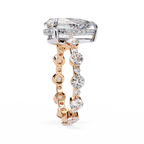Rose Gold Pear Cut Diamond Ring with Round Eternity Band and Hidden Halo