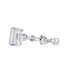 White Gold Emerald Cut Diamond Ring with Pear and Round Eternity Accents
