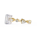 Yellow Gold Emerald Cut Diamond Ring with Pear and Round Eternity Accents