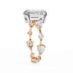 Rose Gold Emerald Cut Diamond Ring with Pear Eternity Band