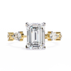 Yellow Gold Emerald Cut Diamond Ring with Pear and Round Eternity Accents