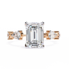 Rose Gold Emerald Cut Diamond Ring with Pear Eternity Band