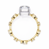 Yellow Gold Emerald Cut Diamond Ring with Pear and Round Eternity Accents